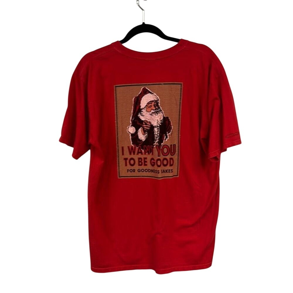 Vintage Men's Red Santa Clause I WANT YOU TO BE GOOD FOR GOODNESS SAKES‎ T-Shirt